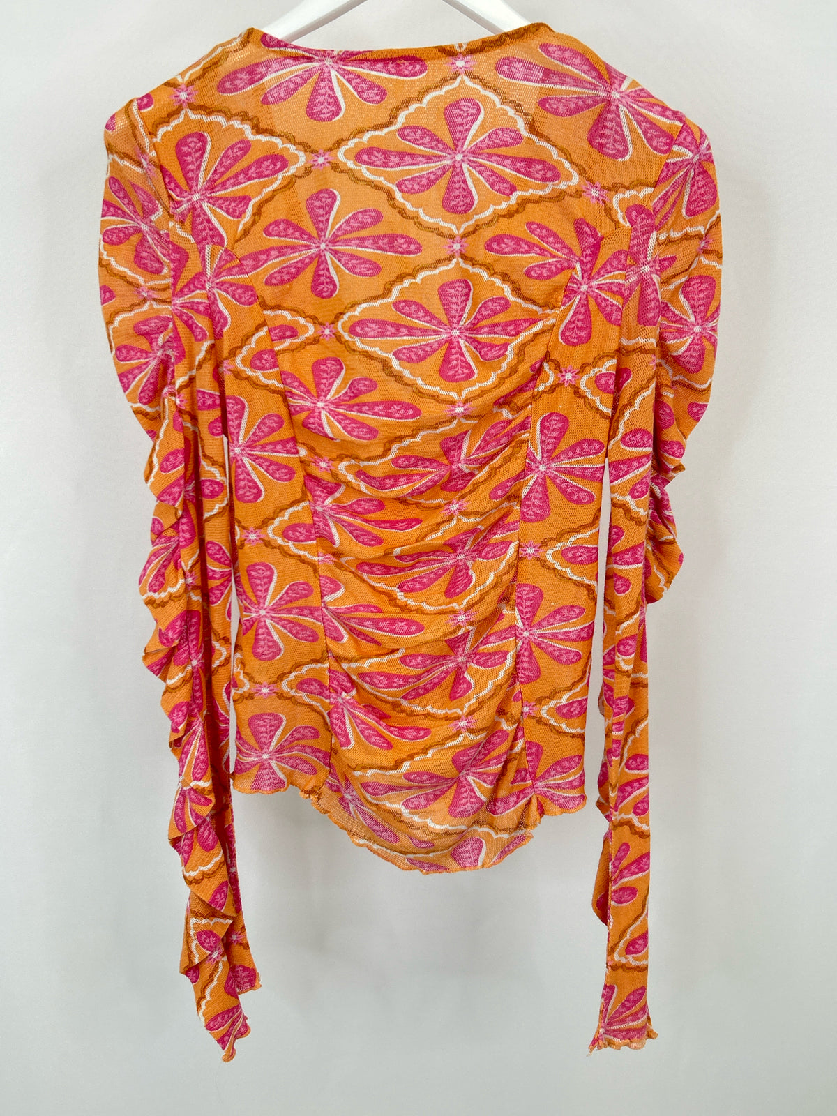 FREE PEOPLE Size L Orange Print Women Top