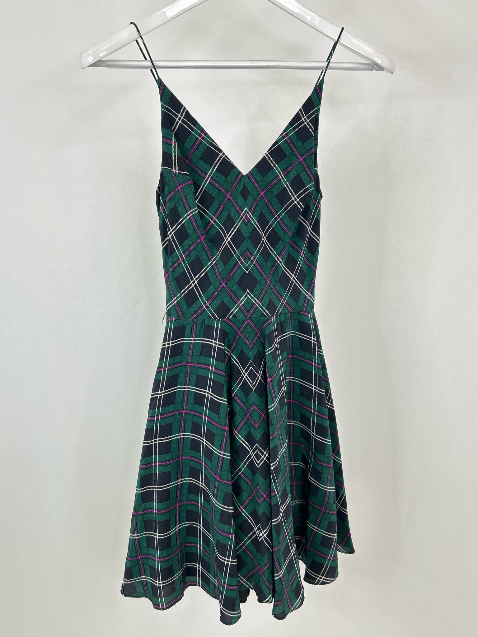 AMANDA UPRICHARD Size P Green Plaid Women's Dress
