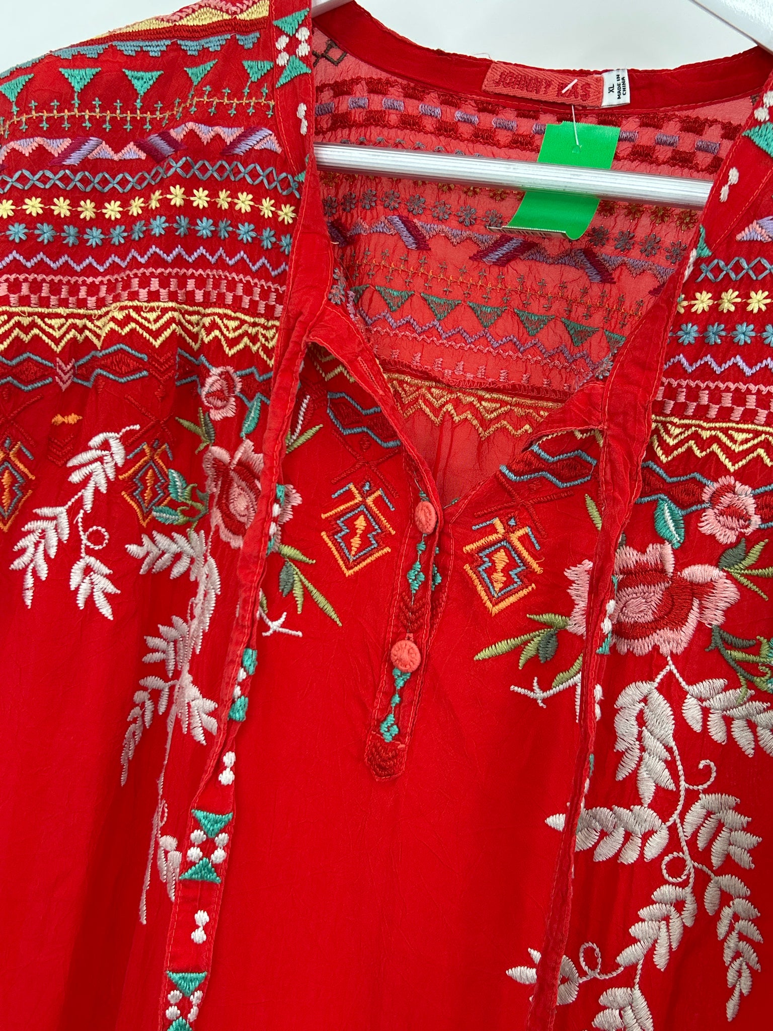 JOHNNY WAS Size XL Red Women Blouse