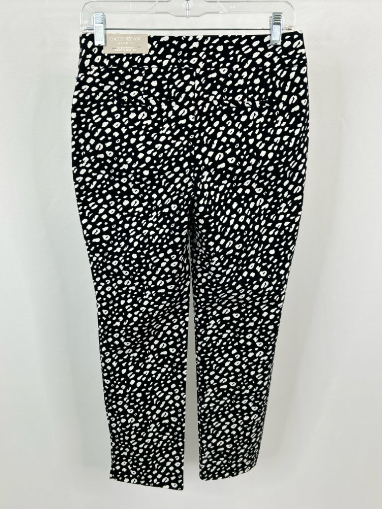 CHICO'S Women Size 2P Black Print Pants