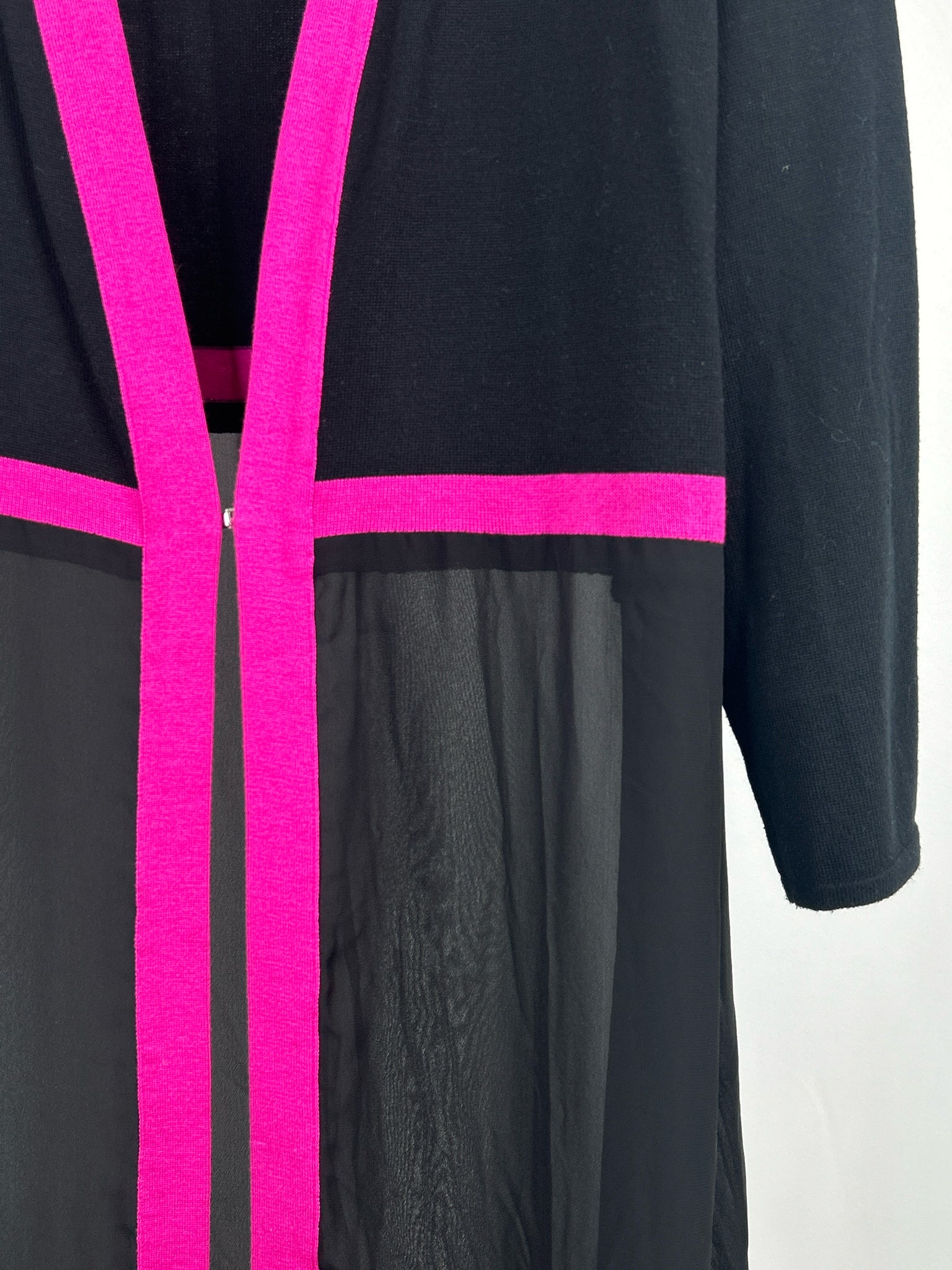 MING WANG Size XL BLACK AND PINK Women Cardigan