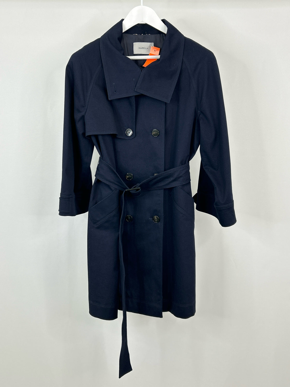 MARELLA Size 8 Navy Women Trench Coat