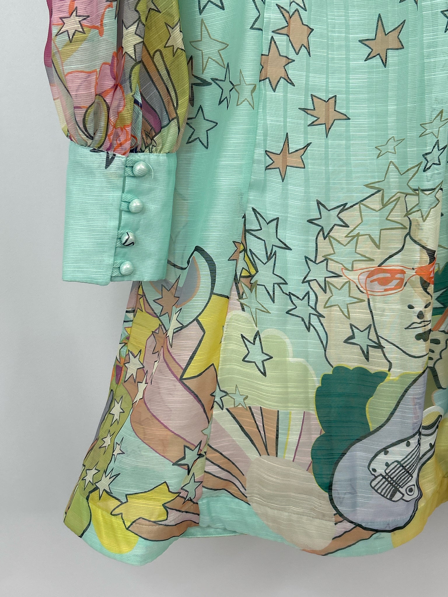 N BY NANCY Size 3X Mint Green Print Women Dress