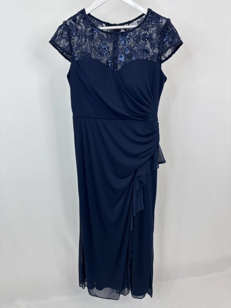 ALEX EVENINGS Size 14P Navy Dress