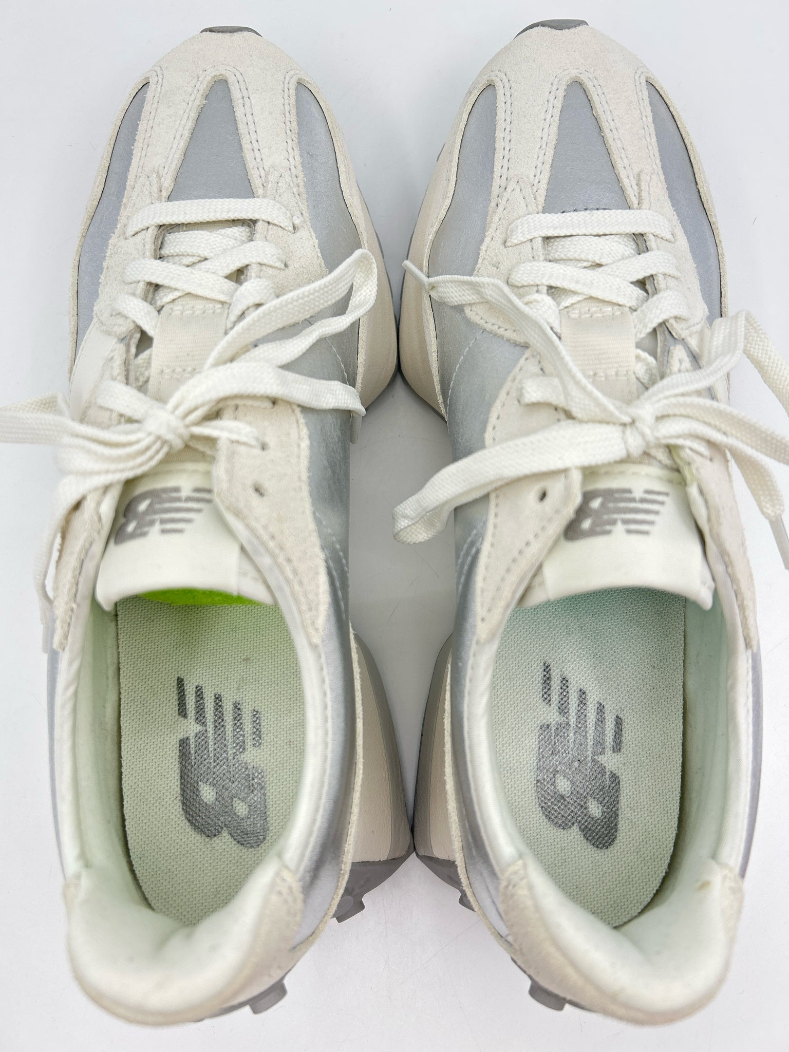 NEW BALANCE Size 10.5 WHITE AND SILVER Women Sneakers