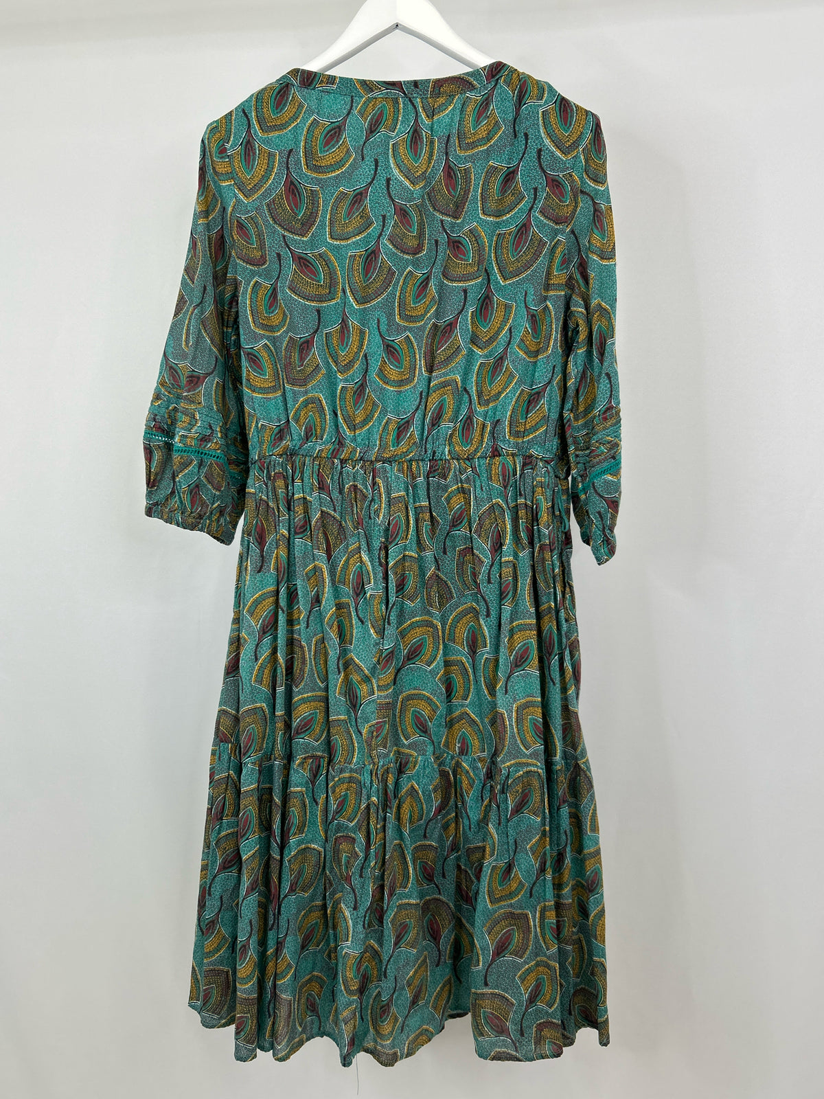 SUNDANCE Size L Blue Green Print Women Dress