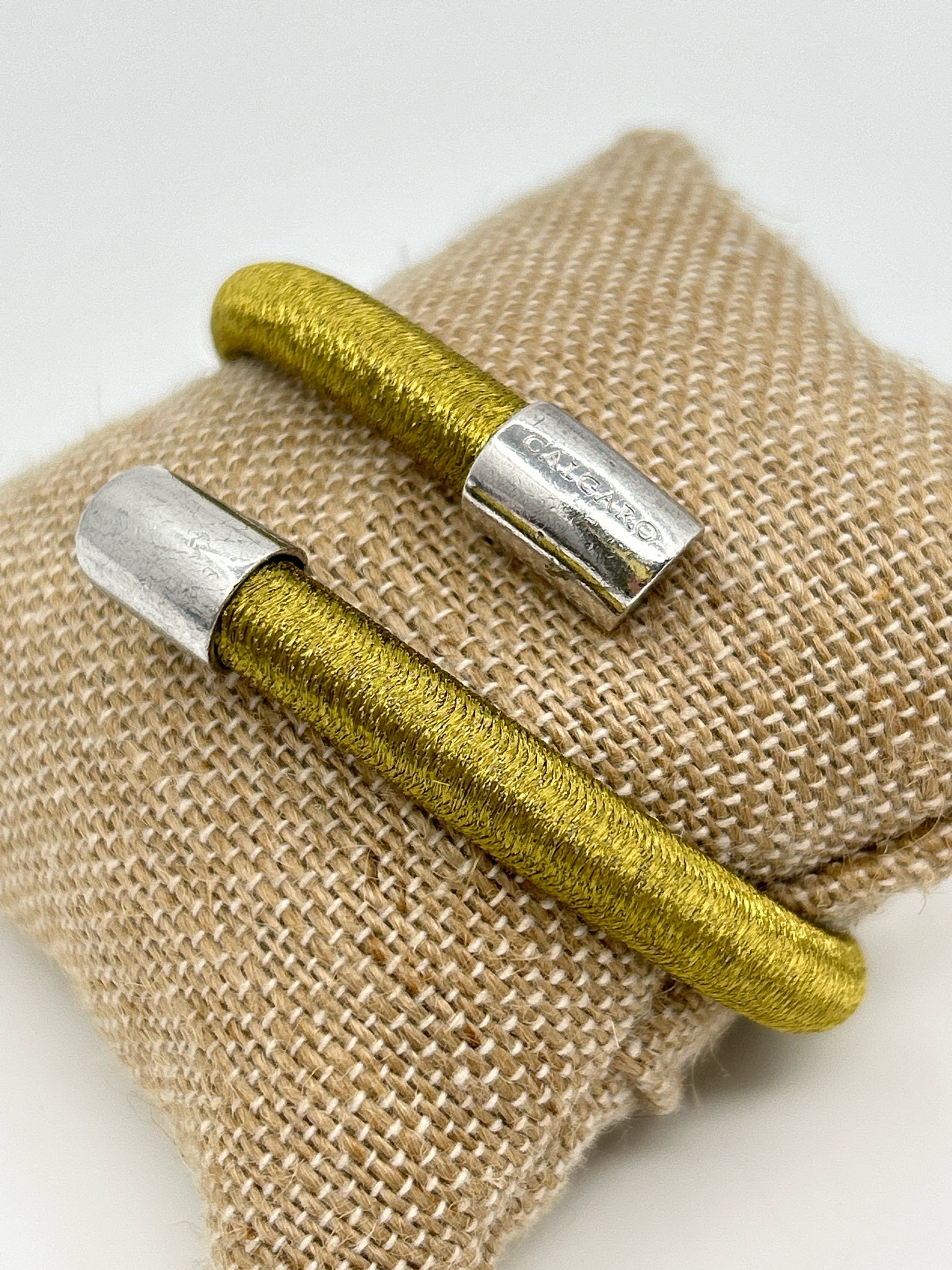 CALGARO Silk & Sterling Silver Chartreuse Wrap Bracelet