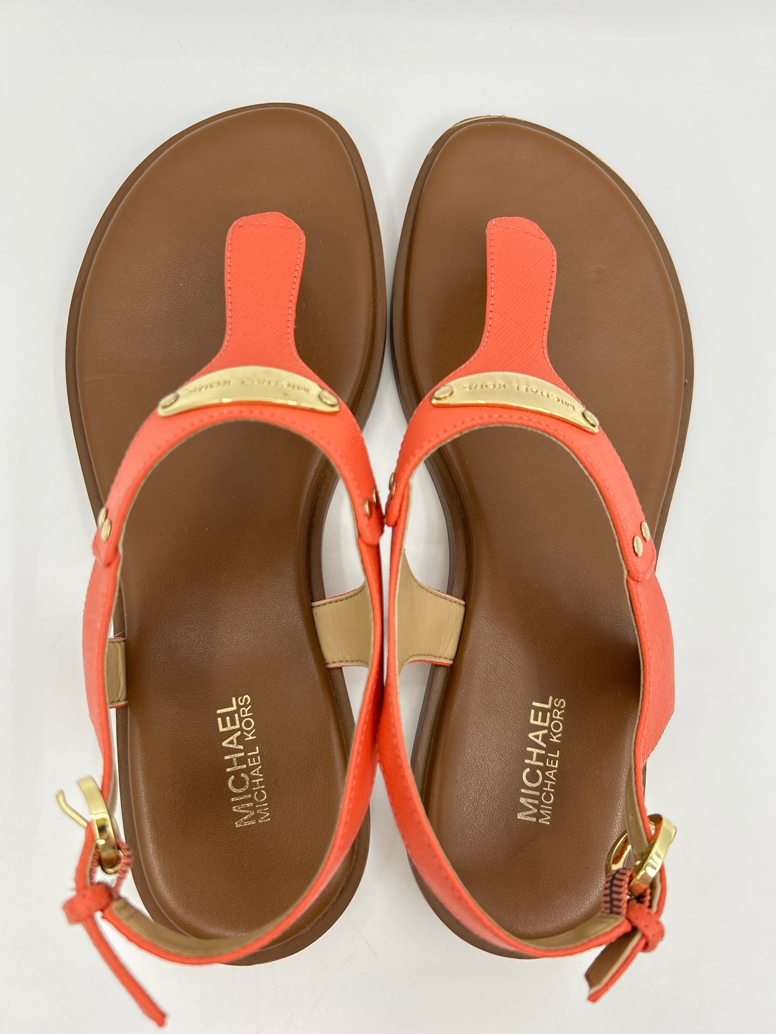 MICHAEL MICHAEL KORS Size 8M Coral & Brown Women Sandal