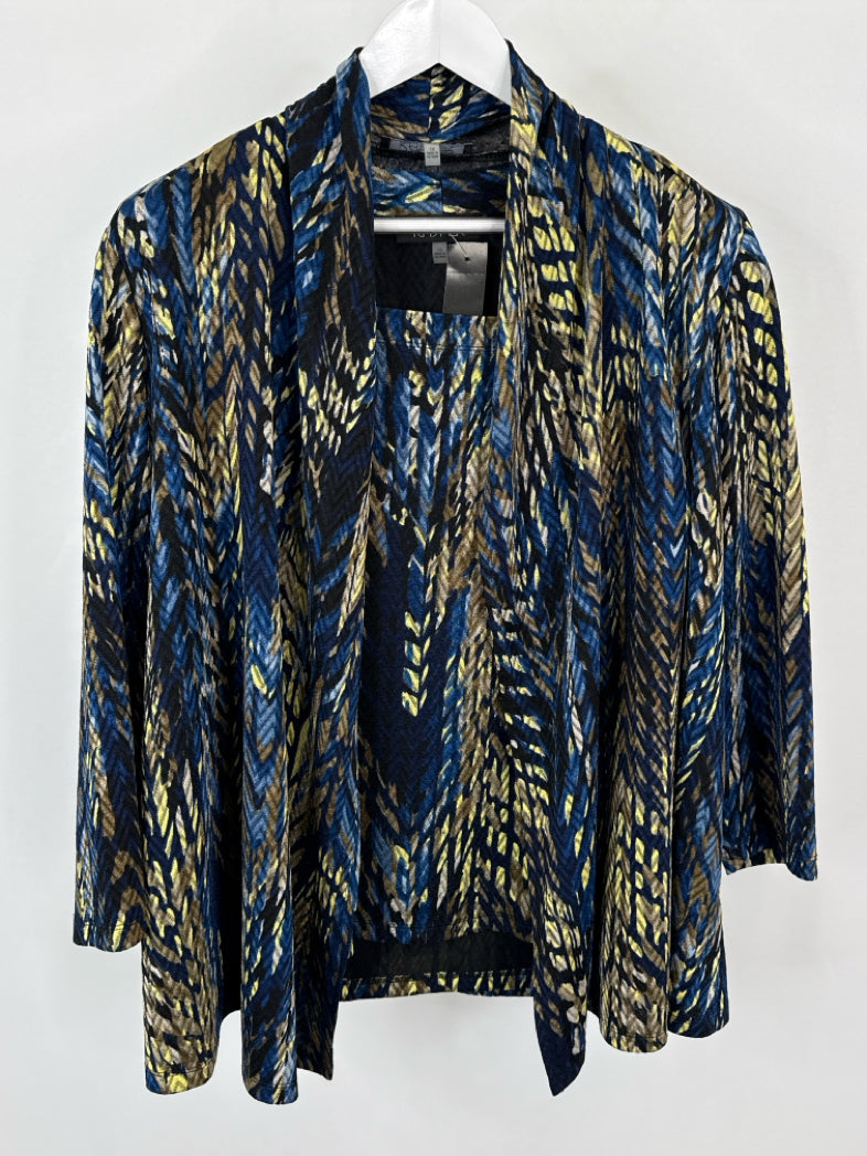 KASPER Size 1X Navy and yellow Women 2-piece Set