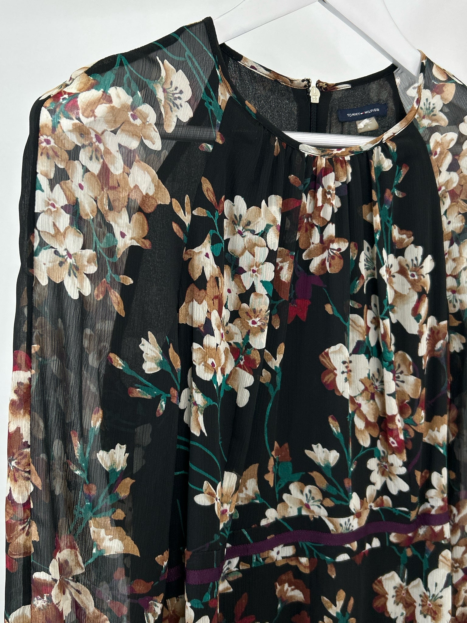 TOMMY HILFIGER Size 6 Black Floral Women's Dress