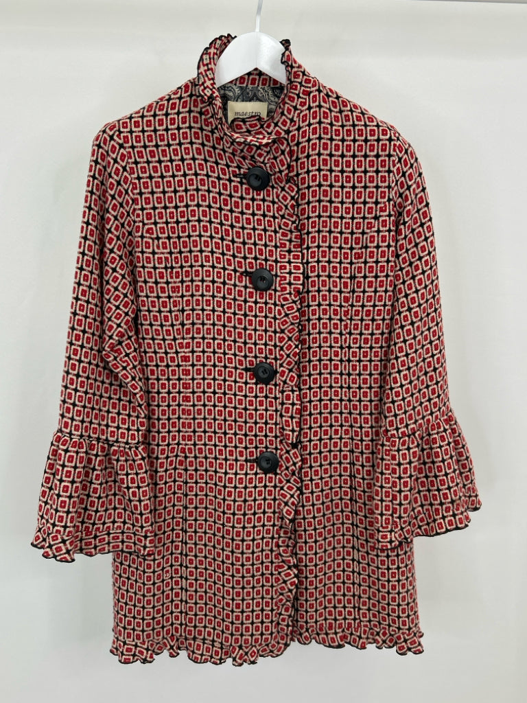 MAESTRO Women Size M Red and Black Coat