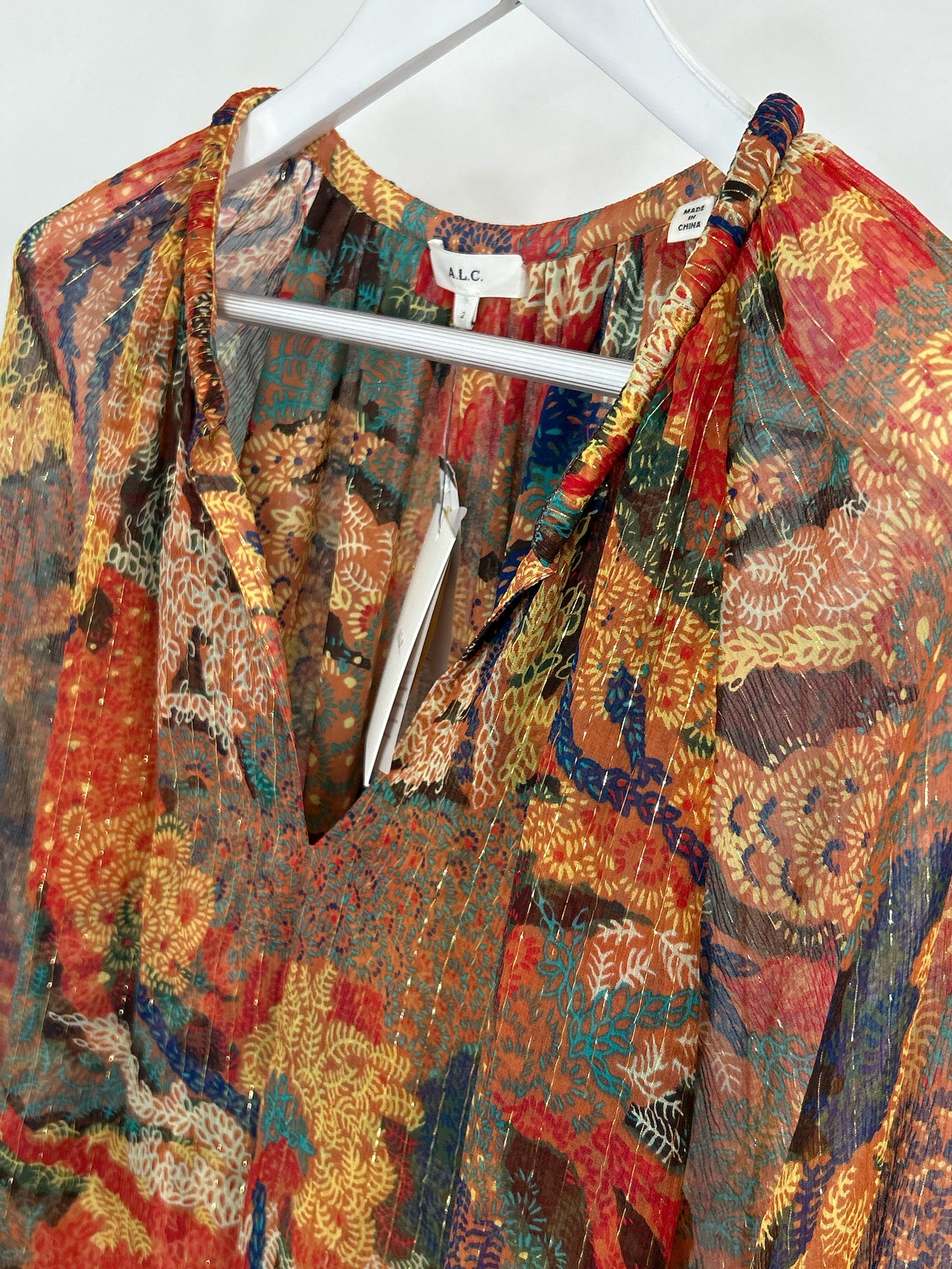 ALC Size 2 Orange Print Women Top