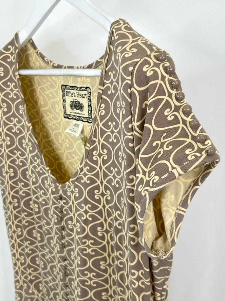 EFFIE'S HEART Size XL Taupe Print Dress