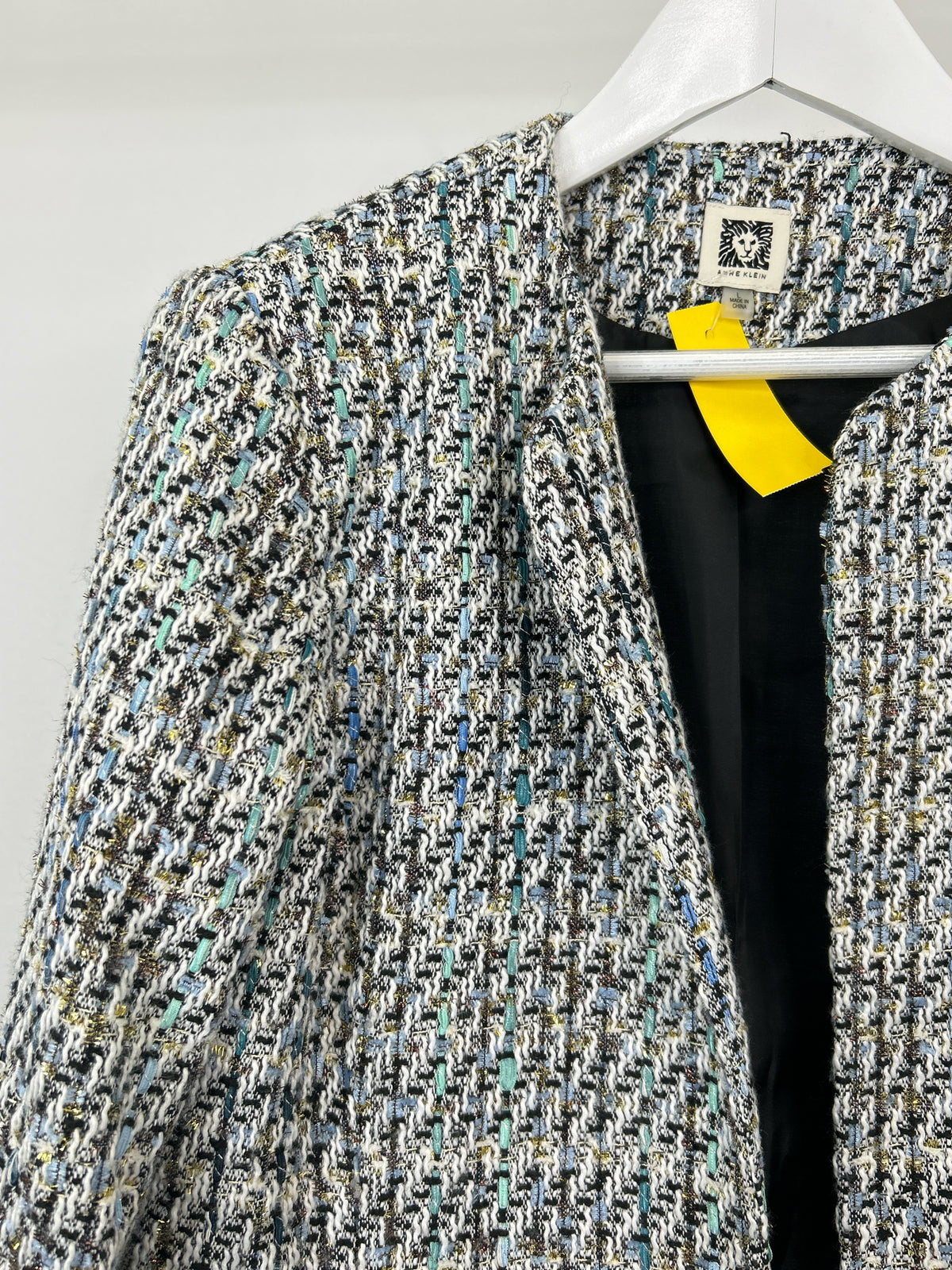 ANNE KLEIN Size L Blue & Black Women Jacket
