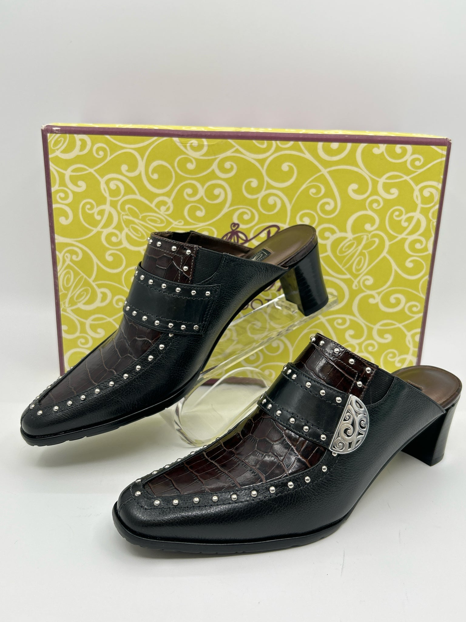 BRIGHTON Size 6M Black & Brown Women Booties