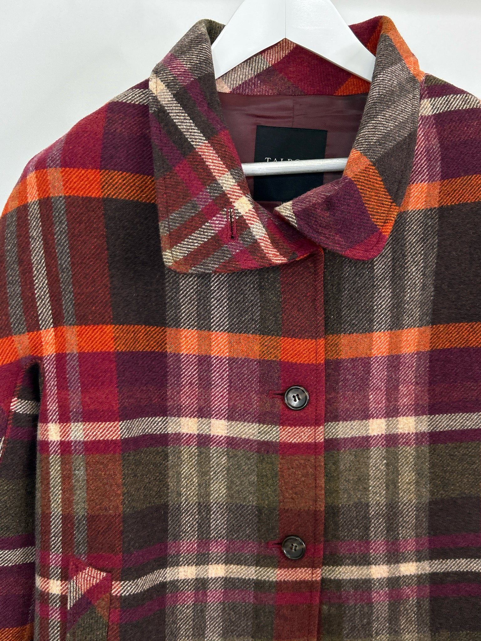TALBOTS Size 10P BURGUNDY PLAID Women Jacket