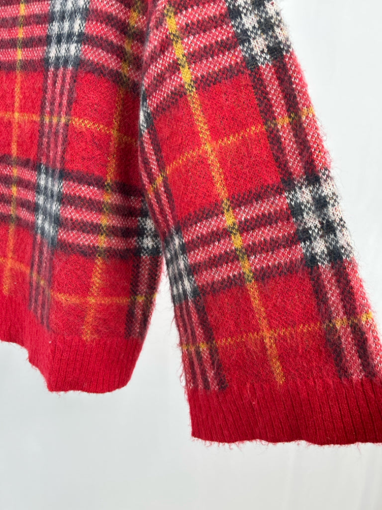 MUDPIE NWT Women Size M Red Plaid Sweater