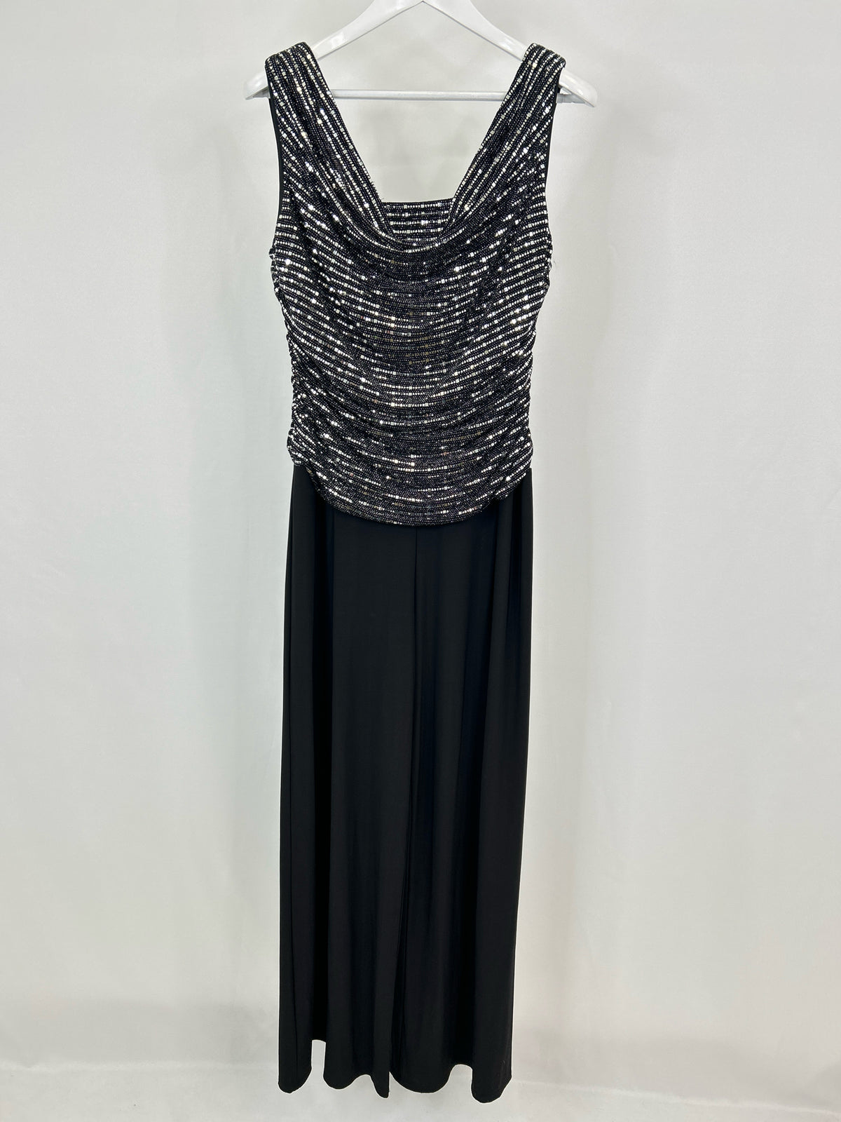 R & M RICHARDS Size 14 Black & Silver Women Jumpsuit
