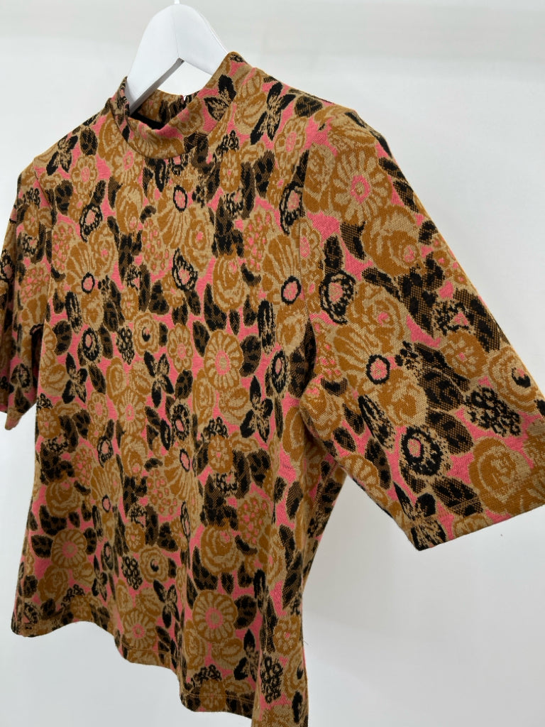 MAEVE Women Size L Brown Print Top