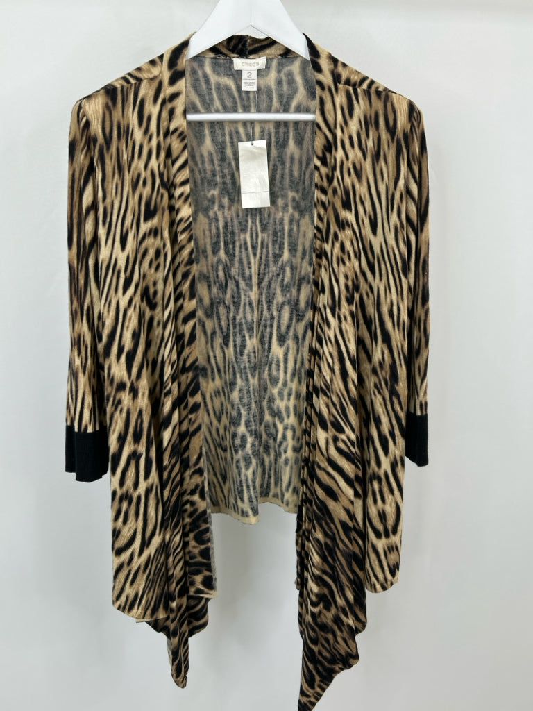 CHICO'S Size L BLACK AND BEIGE Cardigan