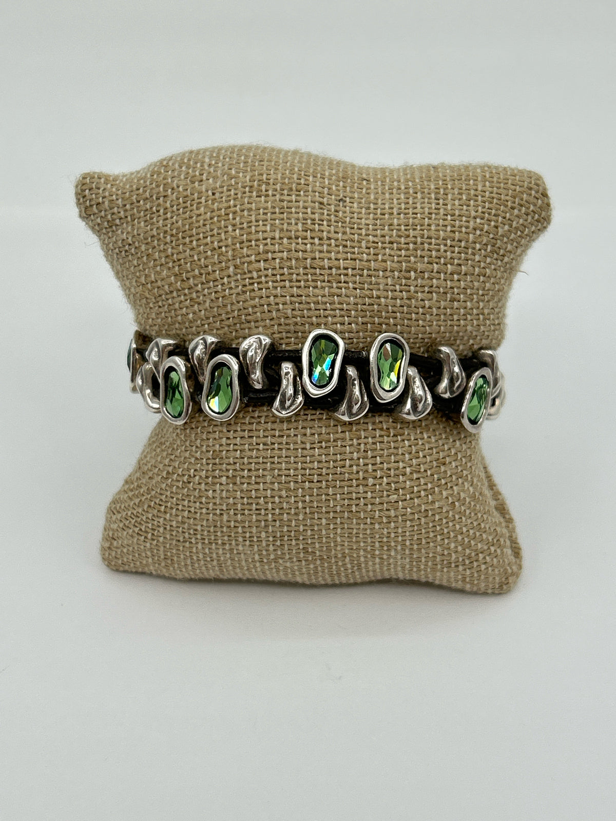 UNO DE 50 Silver & Green Bracelet