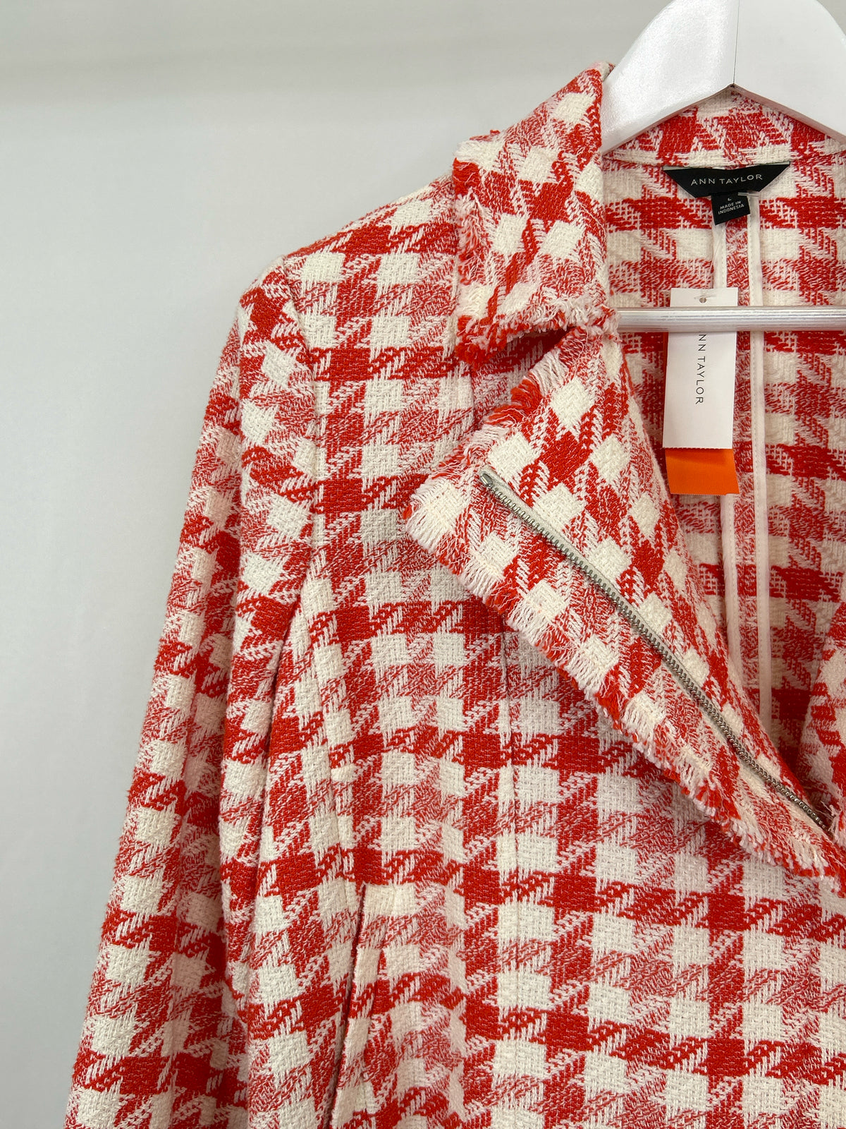 ANN TAYLOR Size L red & white Women Blazer