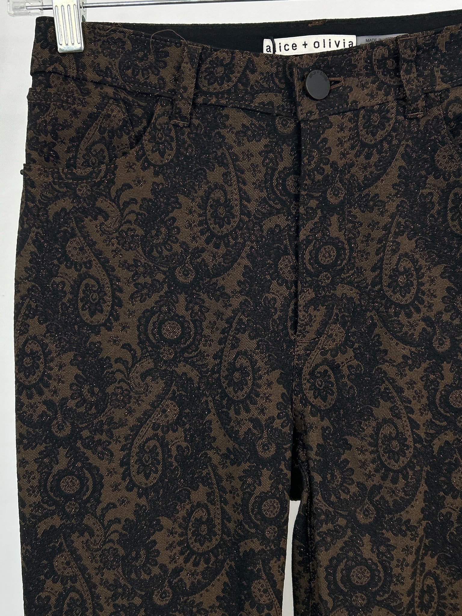 ALICE + OLIVIA Size 0 Brown and Black Women Pants