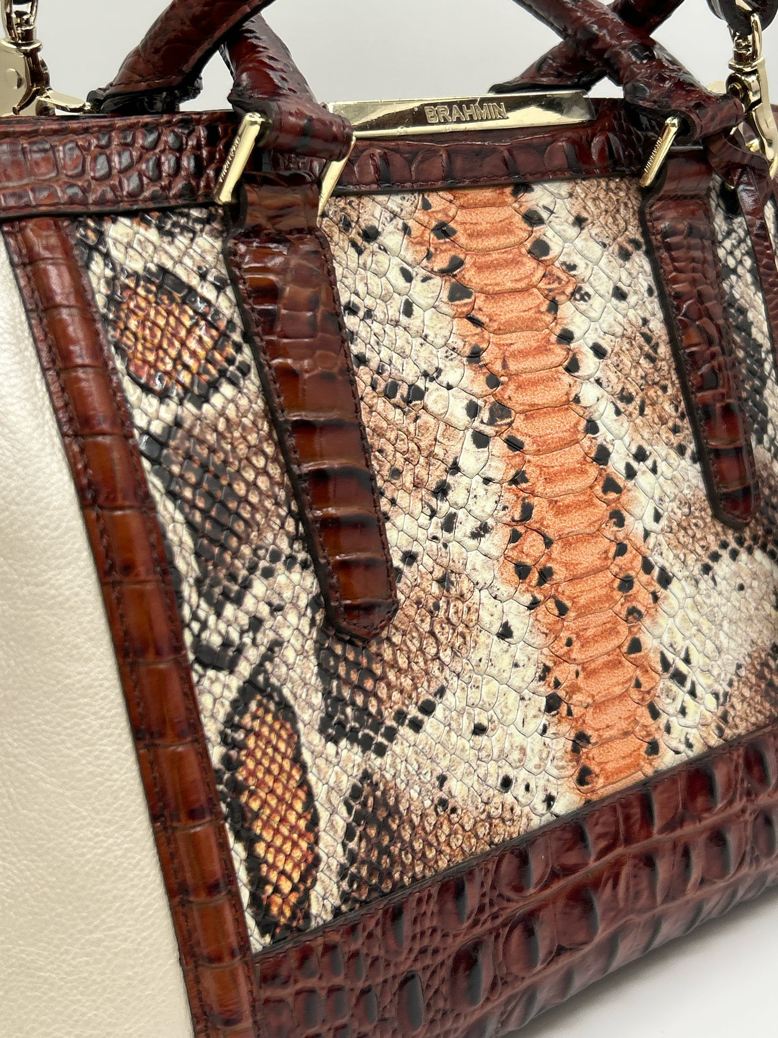 BRAHMIN IVORY AND BROWN Women Purse