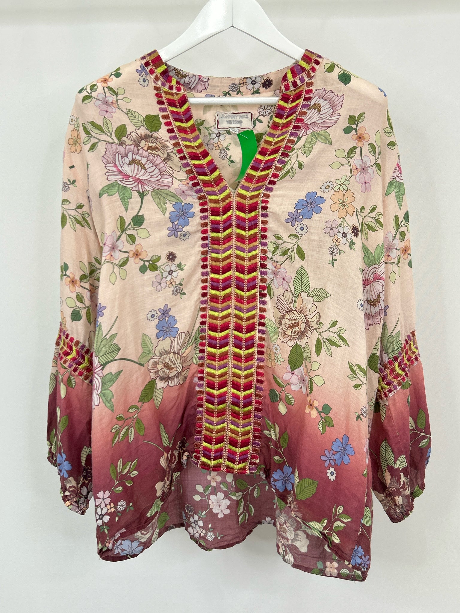 JOHNNY WAS Size XL Pink Print Women Top