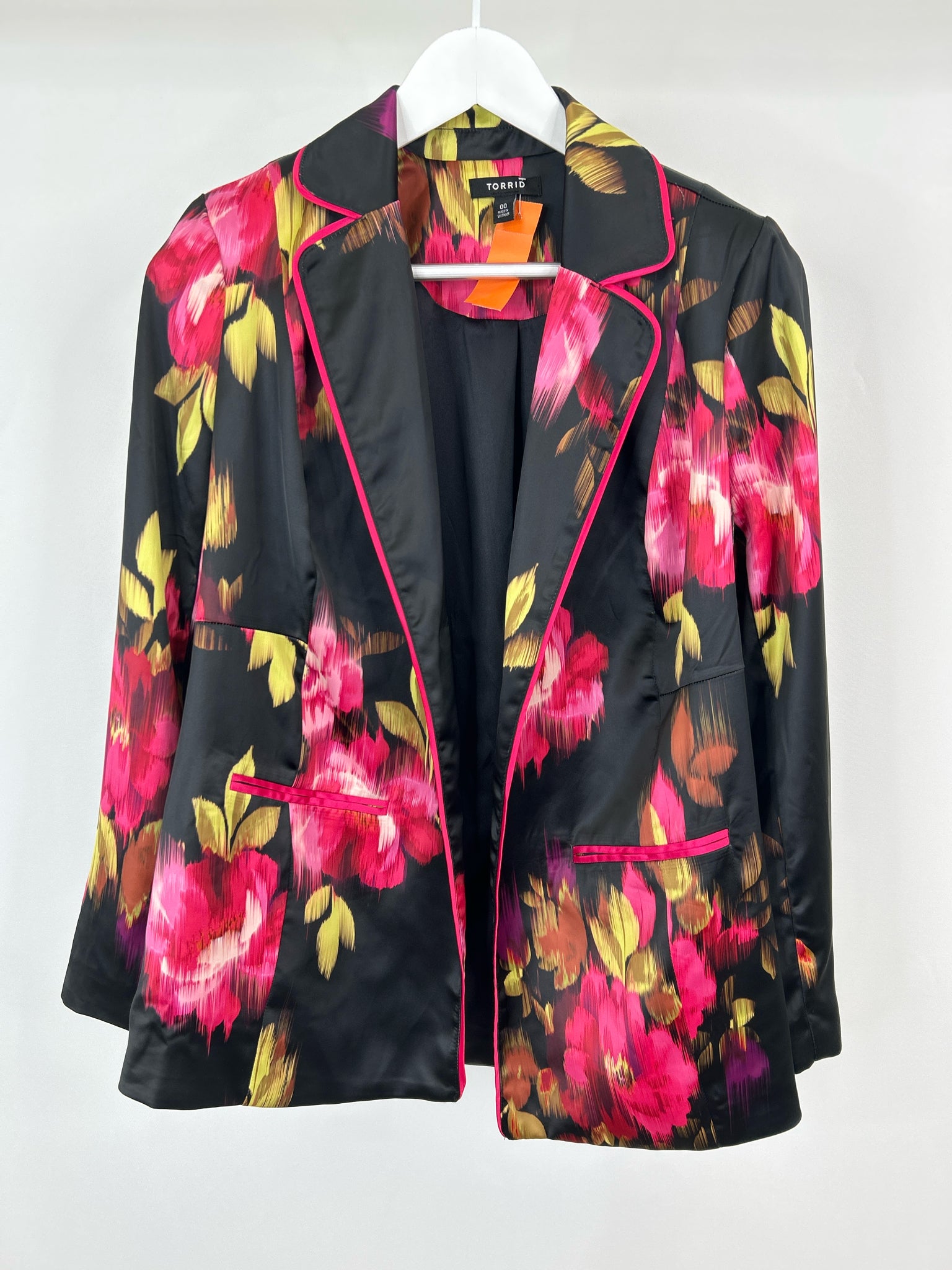 TORRID Size 10 Black Floral Women Blazer