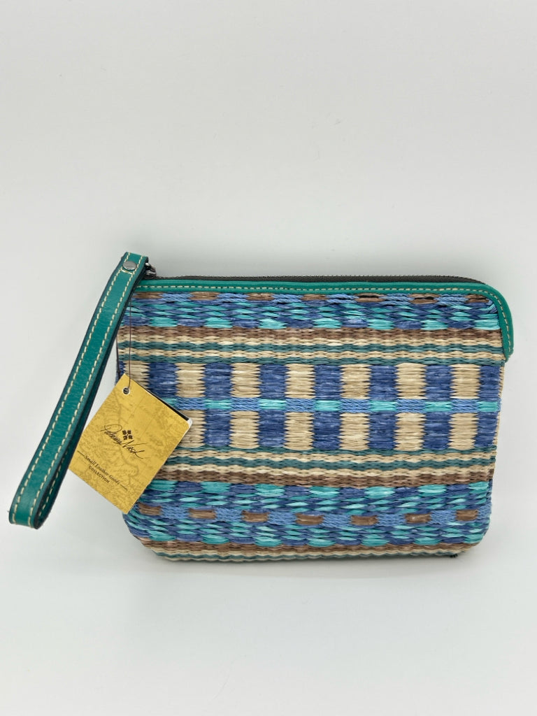 PATRICIA NASH BLUE AND BEIGE Wristlet