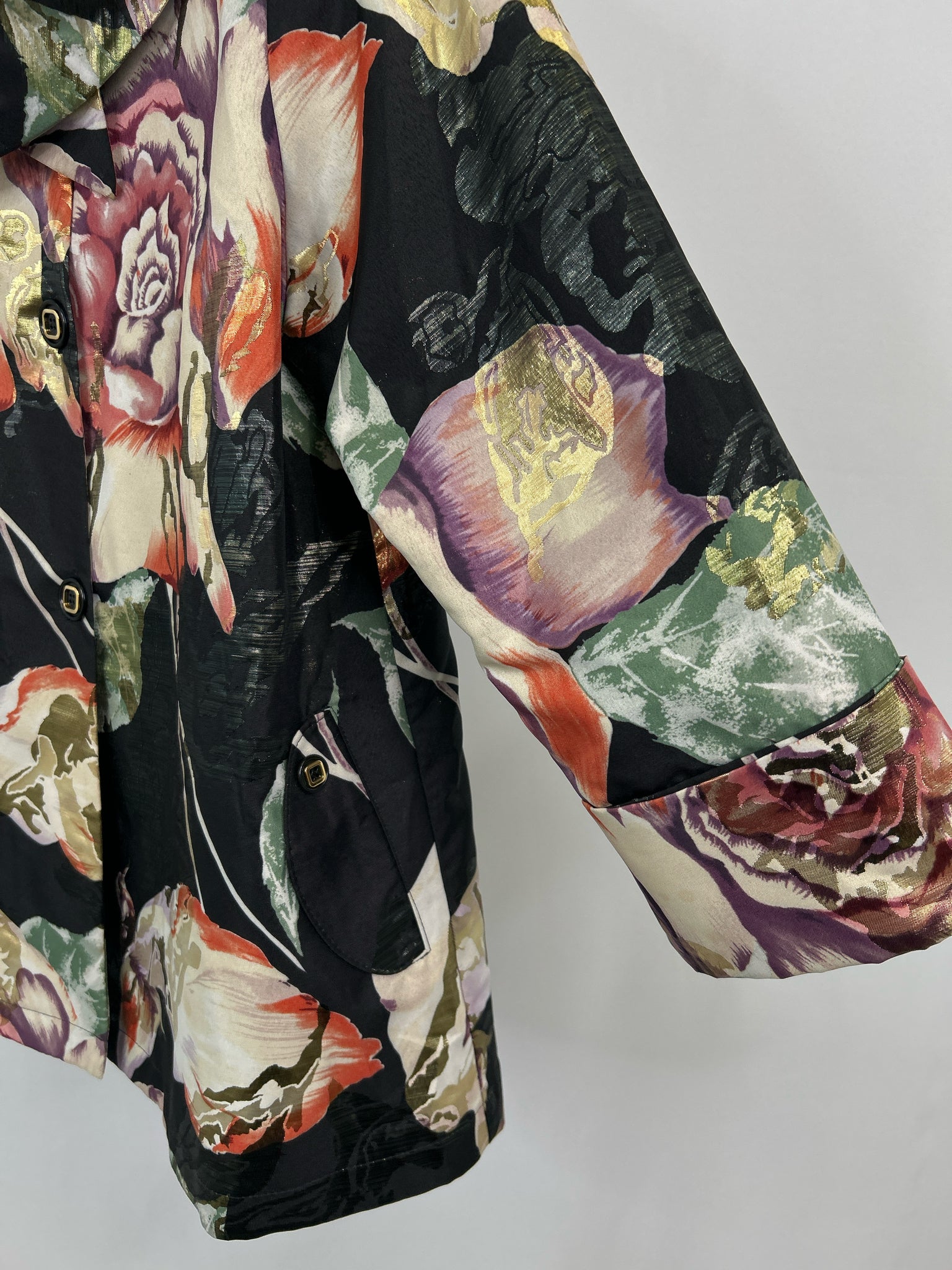 JOSEPH RIBKOFF Size 8 Black Floral Women Jacket