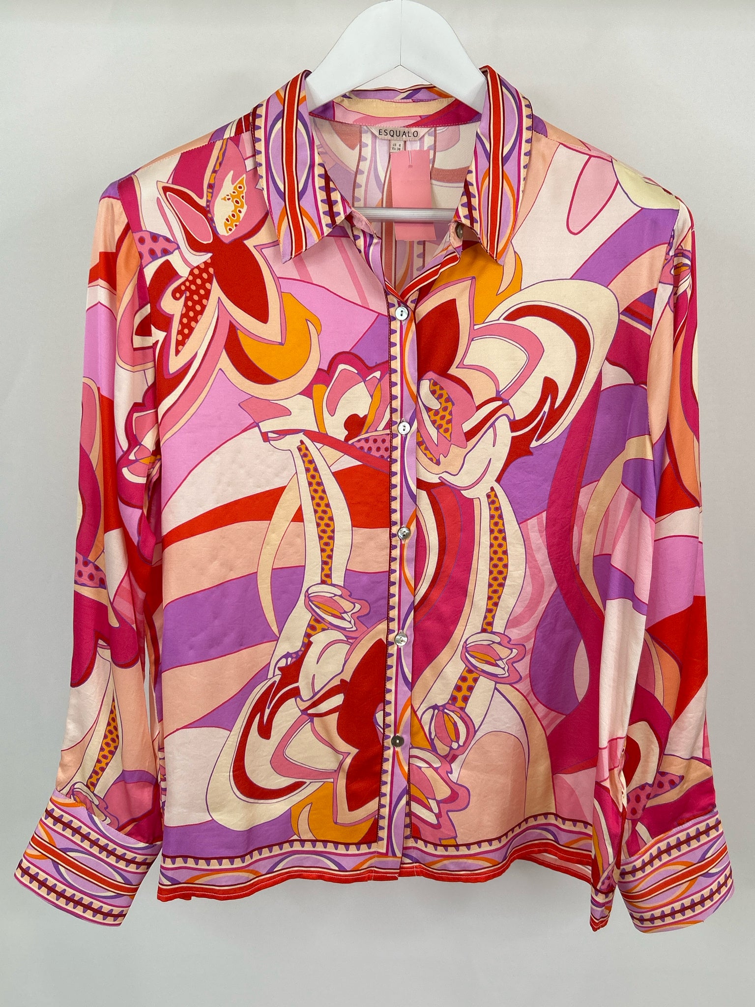 ESQUALO Size 8 Pink and Red Women Shirt