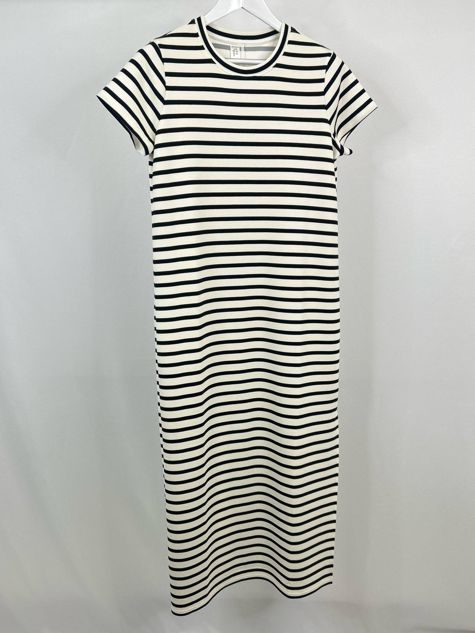 SPANX Size L White Striped Women Dress