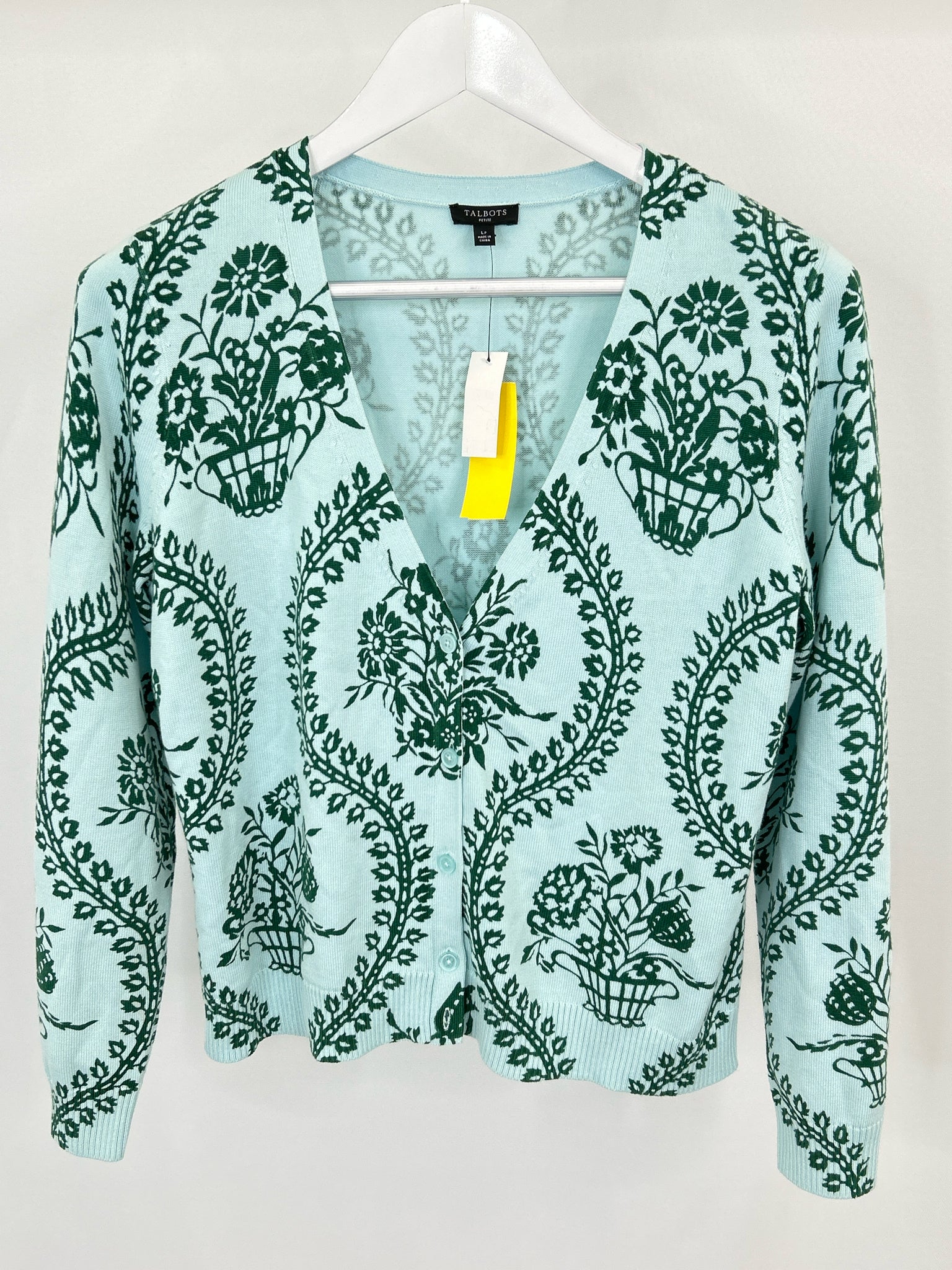 TALBOTS Size LP light blue print Women Cardigan