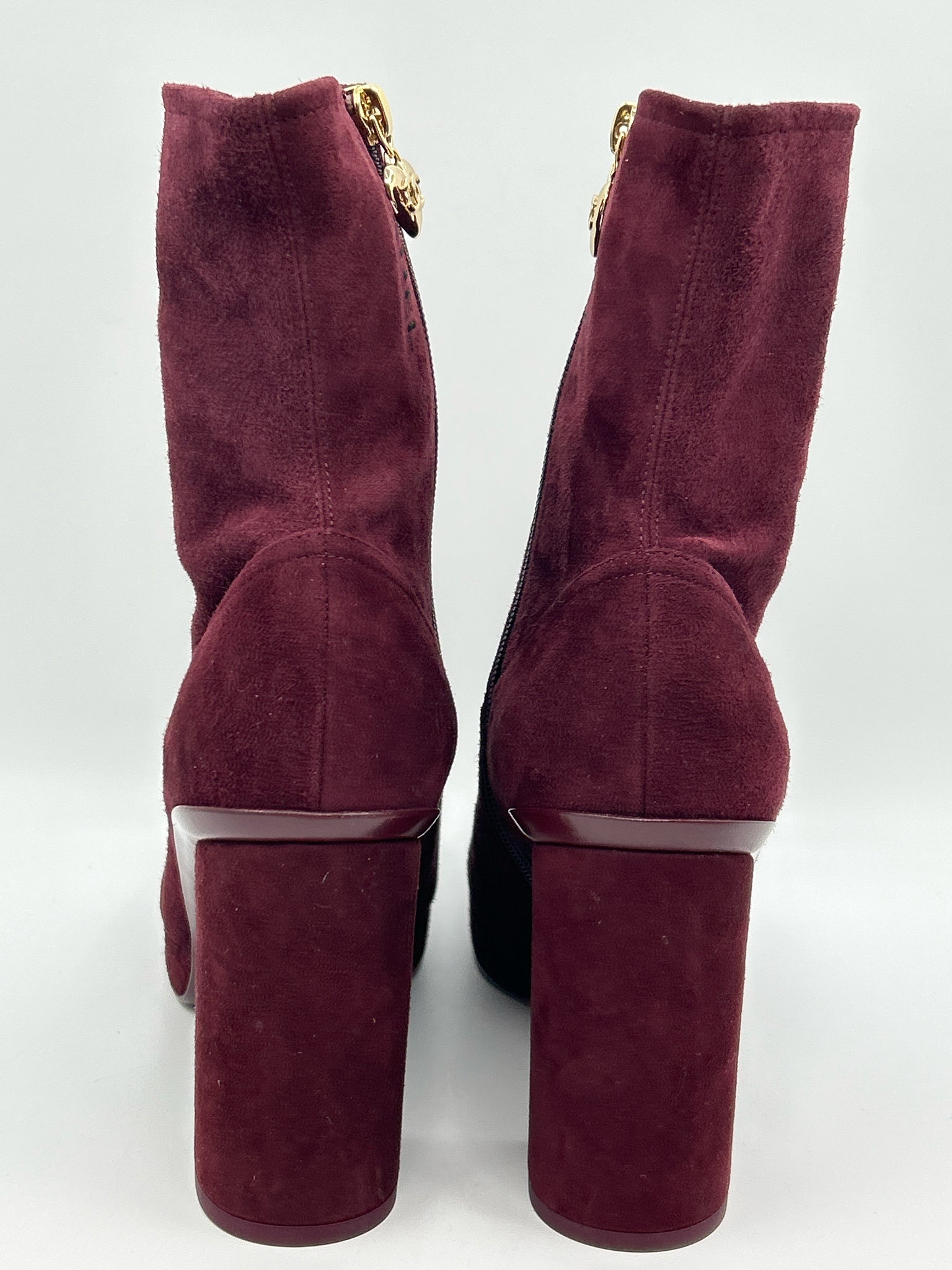 CHANEL Size 41.5/10.5 Burgundy and Black Women Booties