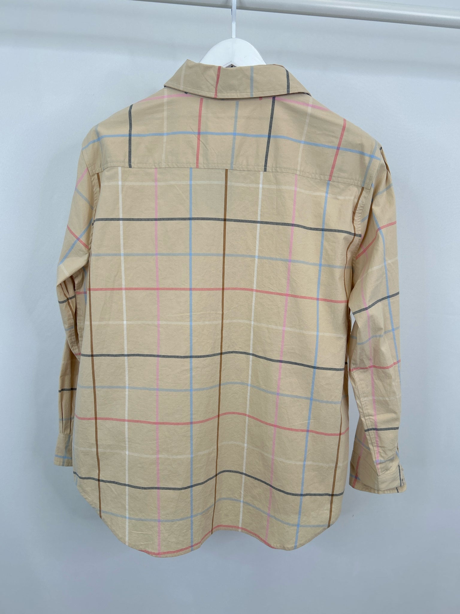 CROWN & IVY Size PL Tan Plaid Women Shirt NWT