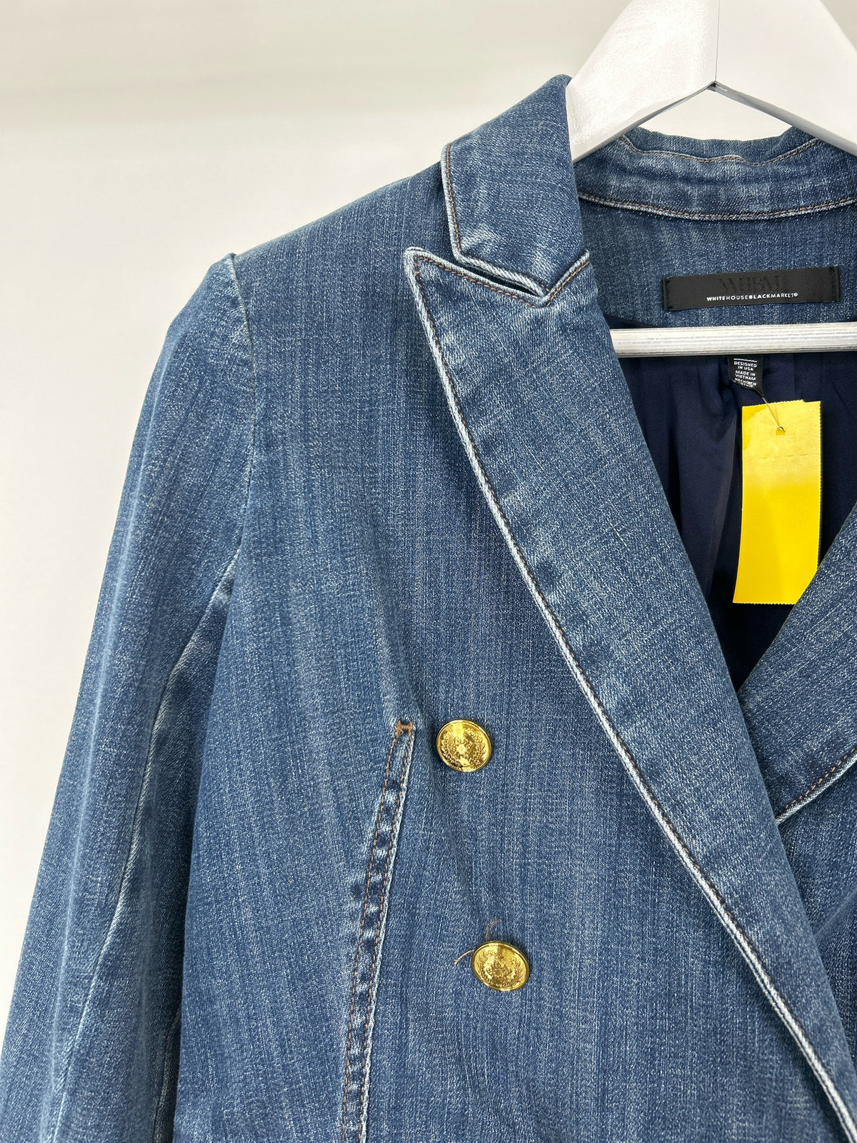 White House Black Market Size 10 BLUE DENIM Women Blazer