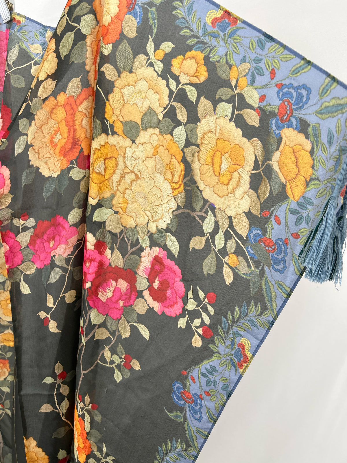 JOHNNY WAS Black Floral Women Scarf