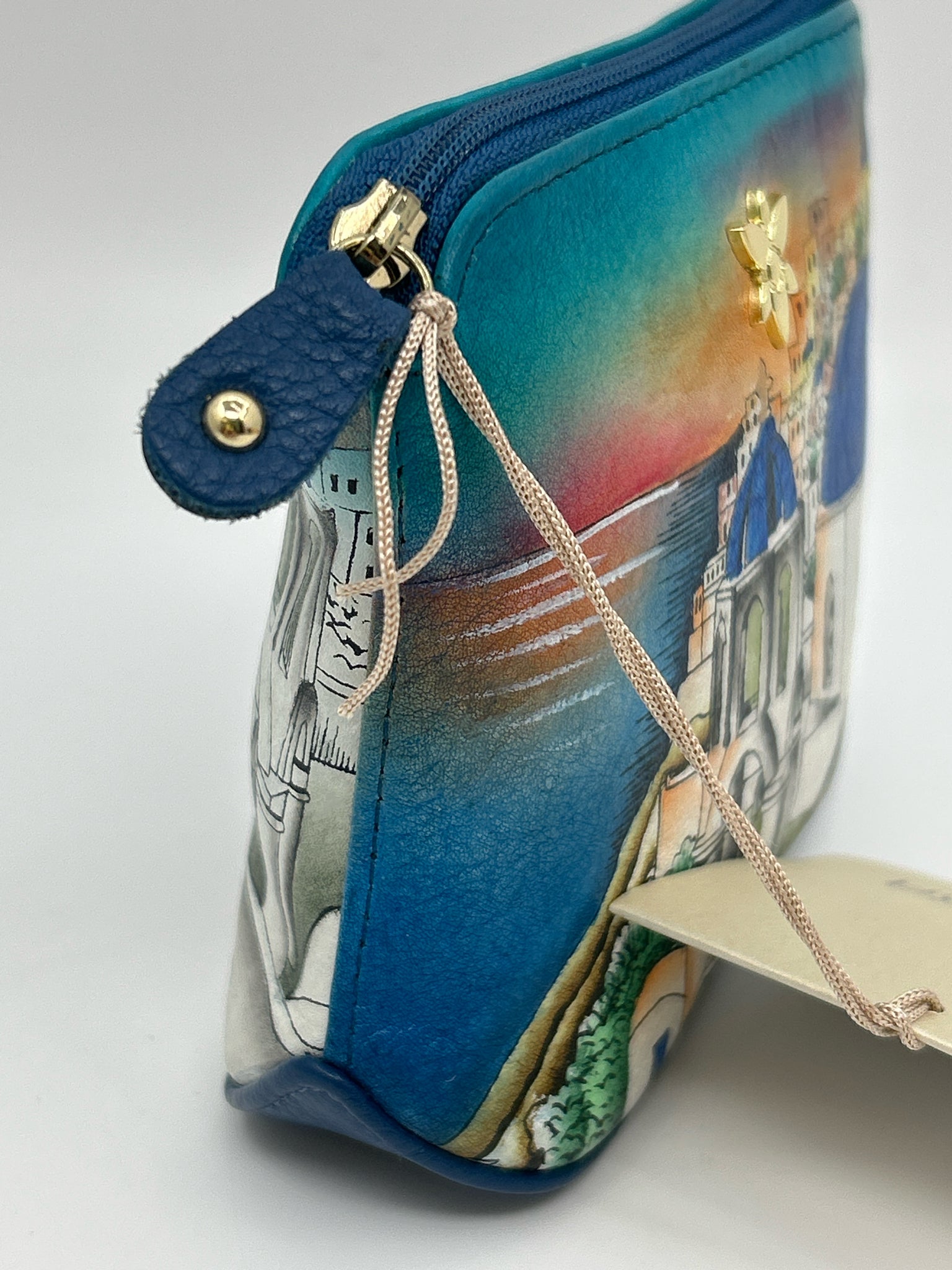 ANUSCHKA Blue Print Zip Pouch Accessories NWT