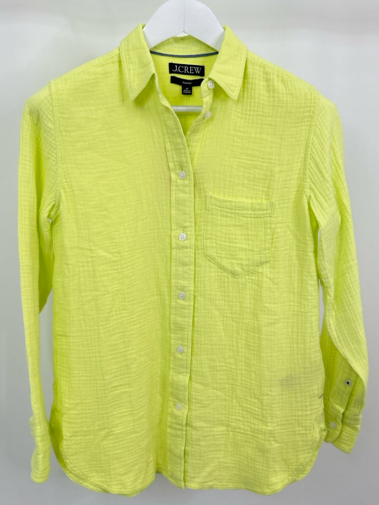 J CREW Women Size 00 Chartreuse Shirt