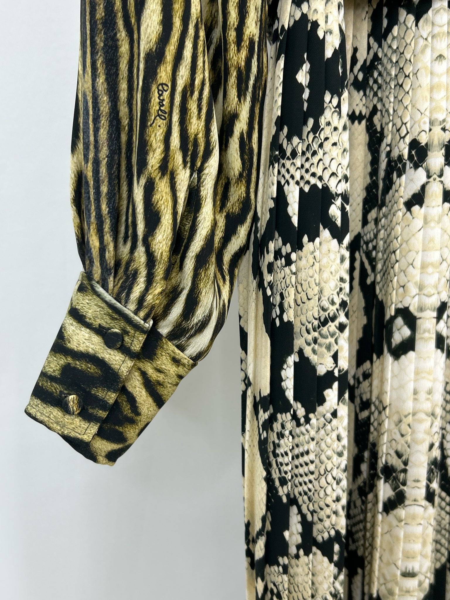 ROBERTO CAVALLI Size 46 Cream Print Women Dress