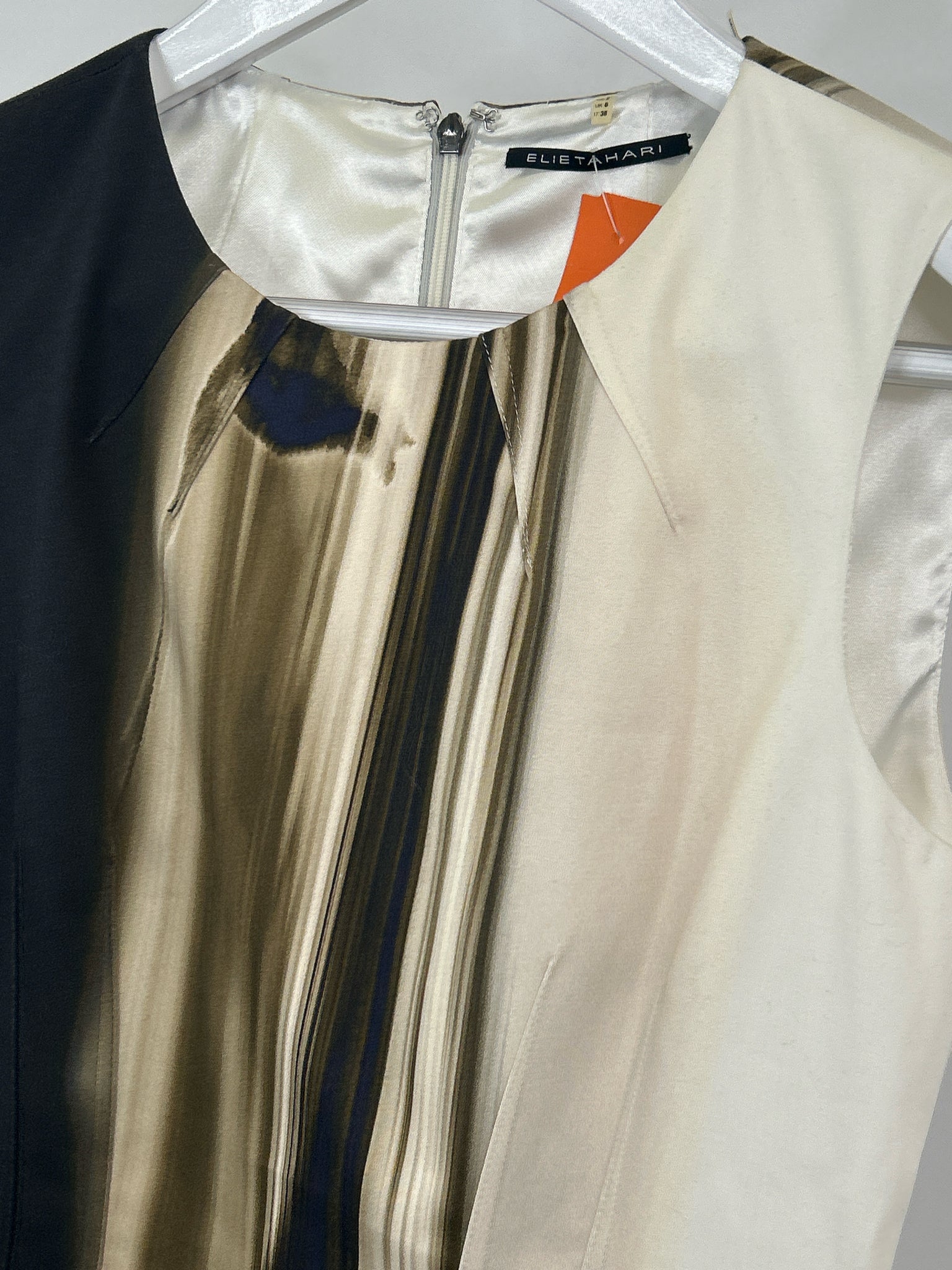 ELIE TAHARI Size 2 BEIGE AND BLACK Women Dress