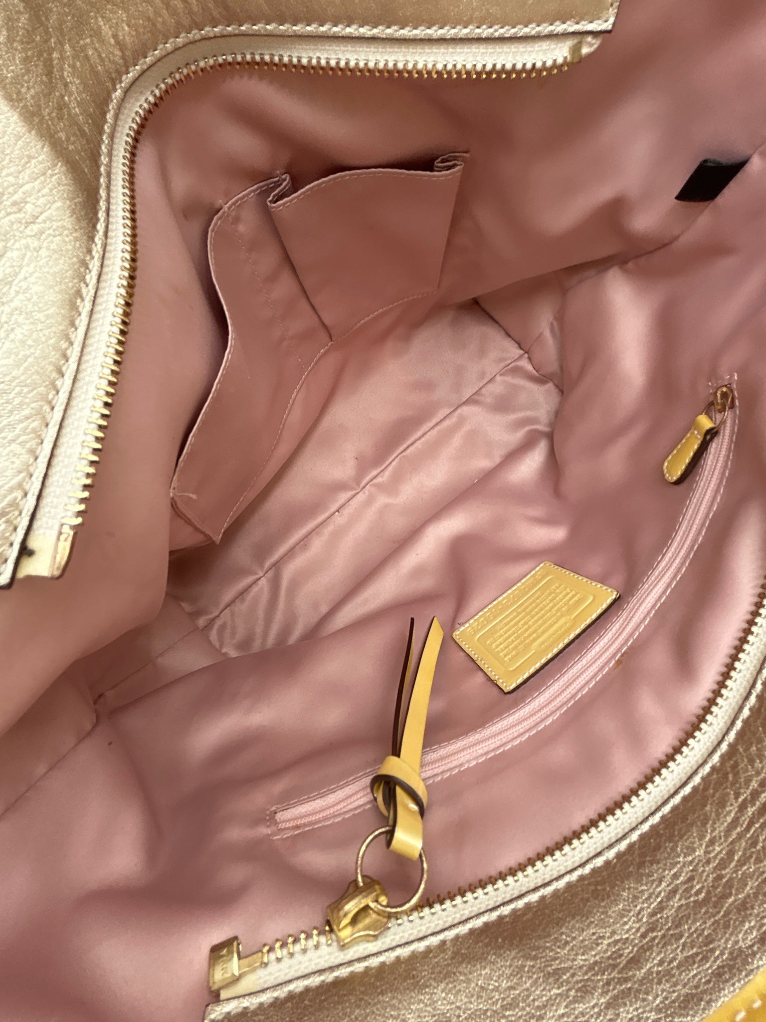 Coach CREAM AND YELLOW Women Tote