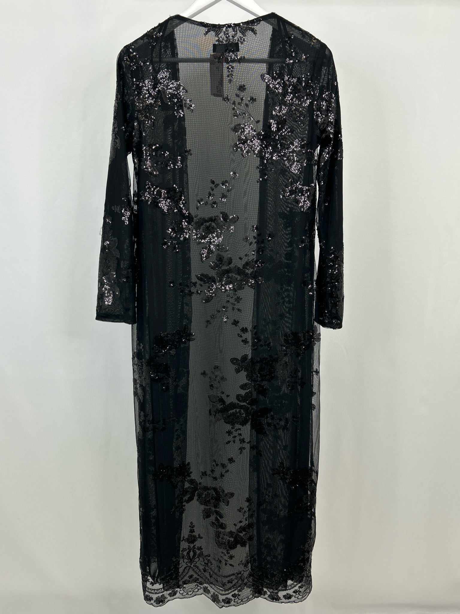 NO BRAND Size M Black Women Kimono Duster