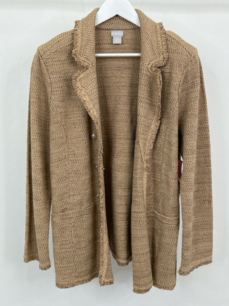 CHICO'S Women Size XL Beige Cardigan NWT