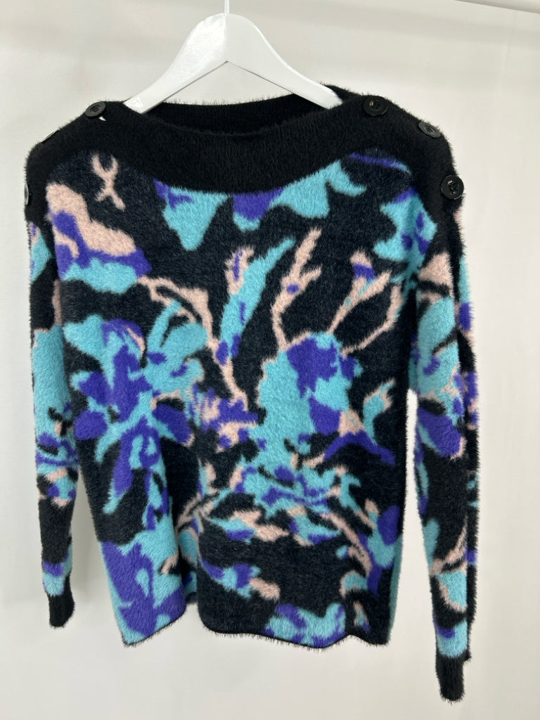 ETHYL Women Size M BLACK AND BLUE Sweater