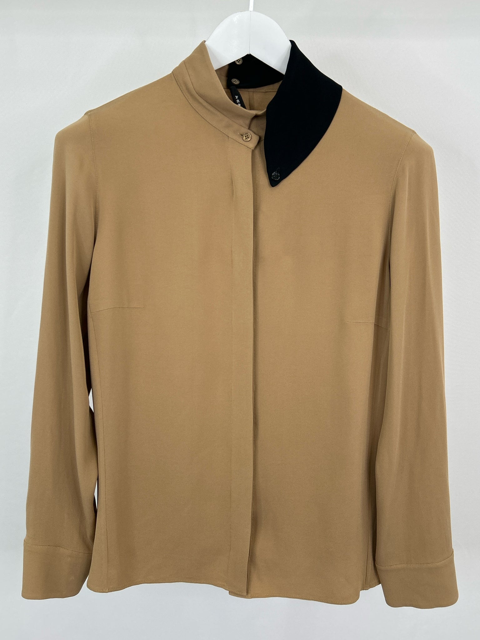 AKRIS Size 12 Tan Women Blouse