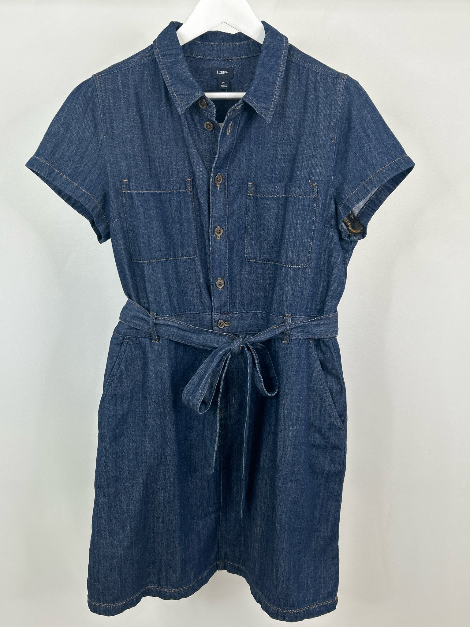 J CREW Size 14 BLUE DENIM Women Dress