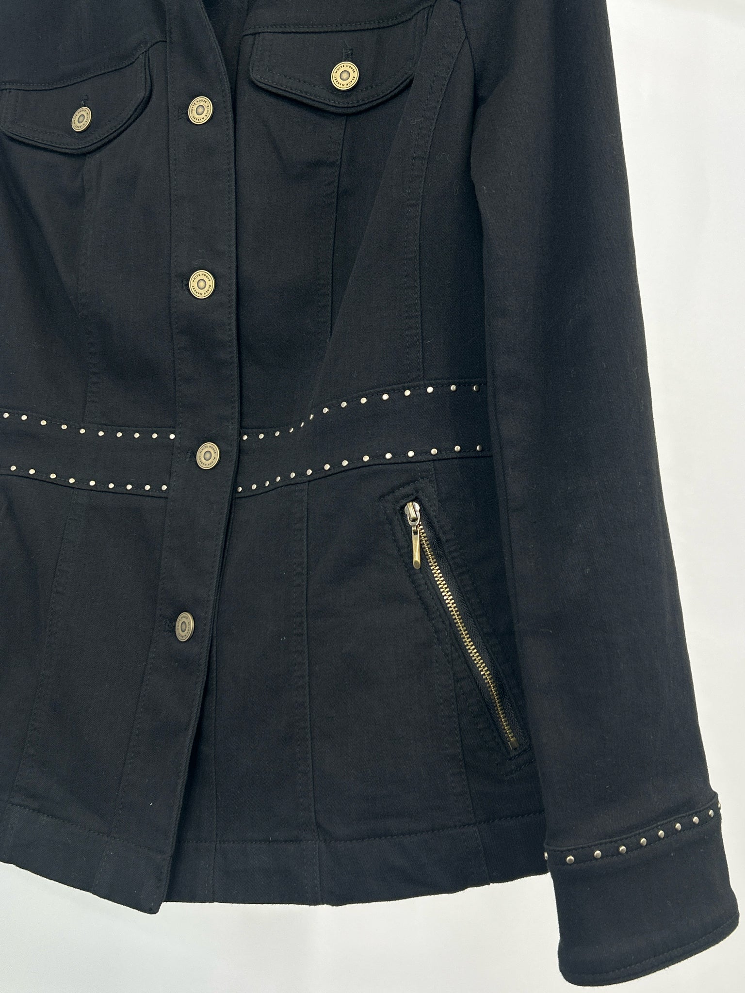 White House Black Market Size 12 BLACK DENIM Women Jacket